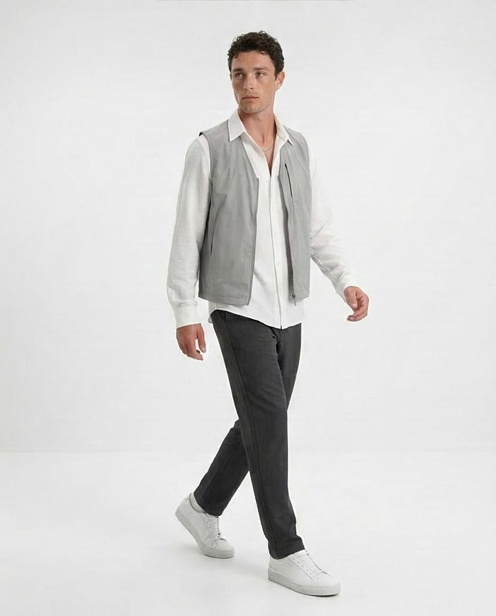 Ravin Men’s Easy-Care Crinkle Shirt – 100% Polyester Performance Fabric - White R207298