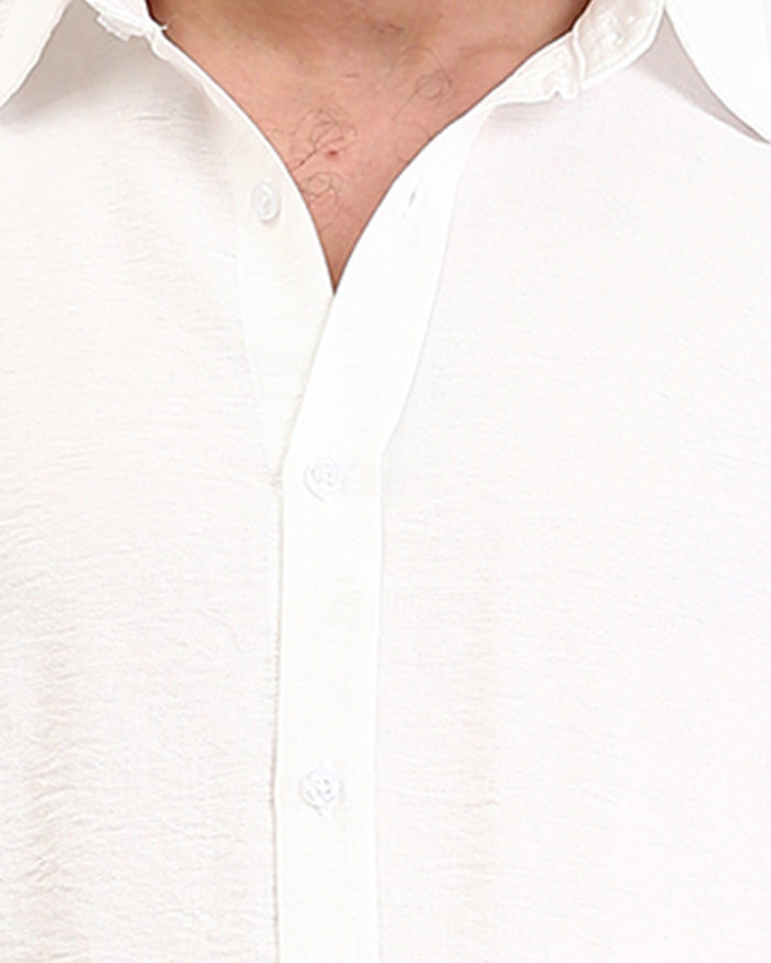 Ravin Men’s Easy-Care Crinkle Shirt – 100% Polyester Performance Fabric - White R207298