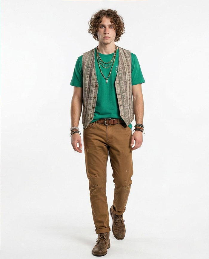Ravin Men’s Graphic T-Shirt – Kelly Green "Doodle Flower" Artistic Print Tee - O203071