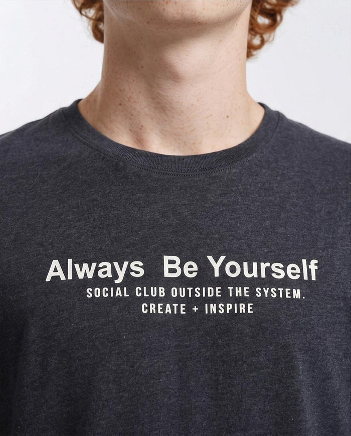 Ravin Men's Heather Black "Always Be Yourself" Graphic T-Shirt - R208587