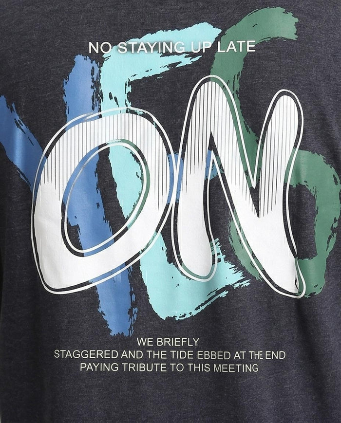 Ravin Men's Heather Black "ON" Graphic Streetwear T-Shirt - Heather Charcoal - R208589
