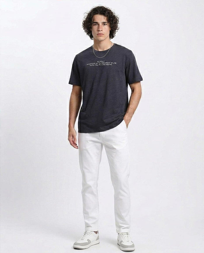 Ravin Men's Heather Black "ON" Graphic Streetwear T-Shirt - Heather Charcoal - R208589