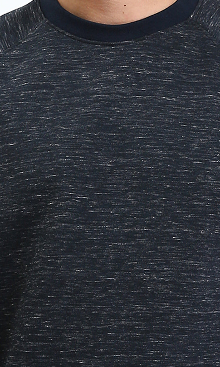 Ravin Men’s Heathered Raglan-Sleeve Navy Sweatshirt – Premium Textured Knit - R212103