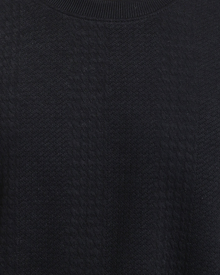 Ravin Men's Herringbone Textured Relaxed-Fit Crewneck Sweater - Black - R215241