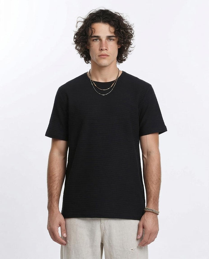Men's Horizontal Slub Textured Essential Tee