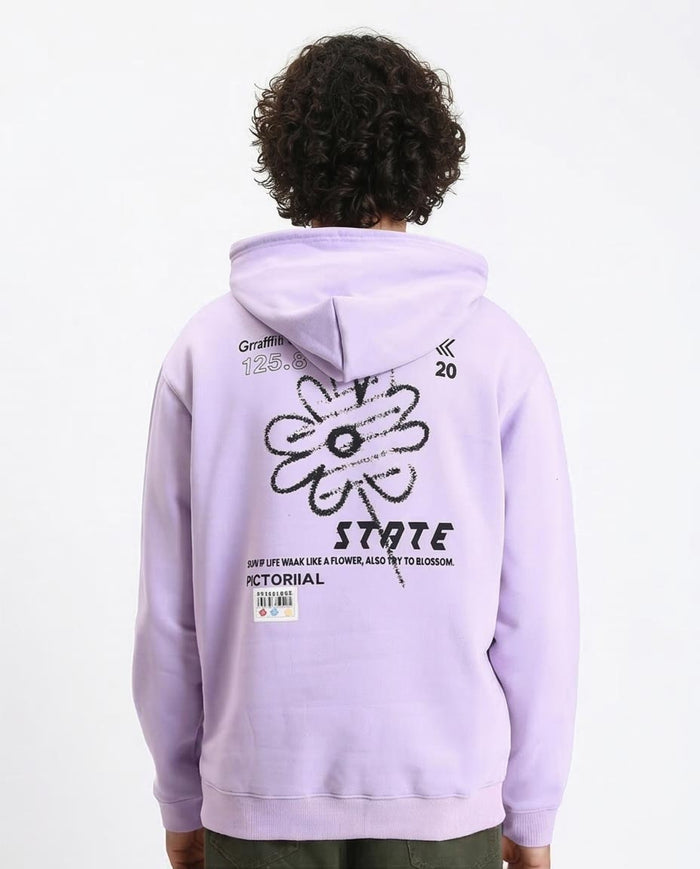 Ravin Men’s Lavender "State" Daisy Print Oversized Hoodie - R214396