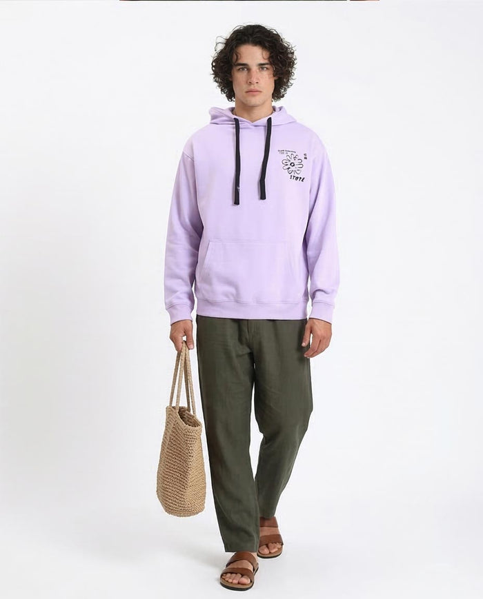 Ravin Men’s Lavender "State" Daisy Print Oversized Hoodie - R214396