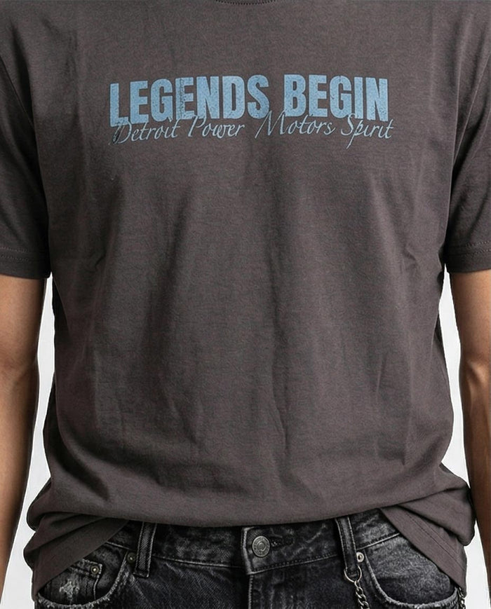 Ravin Men’s "Legends Begin" Dragon Graphic T-Shirt – Charcoal Grey Streetwear Tee- O203111
