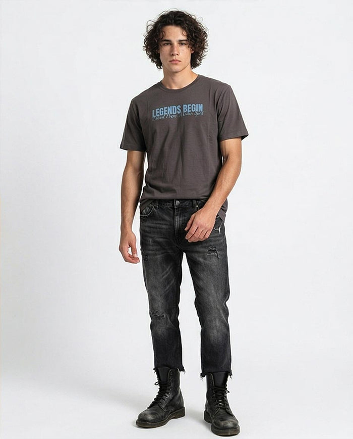 Ravin Men’s "Legends Begin" Dragon Graphic T-Shirt – Charcoal Grey Streetwear Tee- O203111