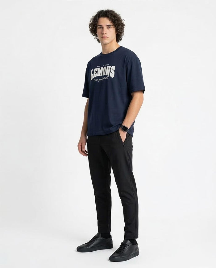 Ravin Men’s "Lemons" Boxy Graphic T-Shirt - Navy - R216577