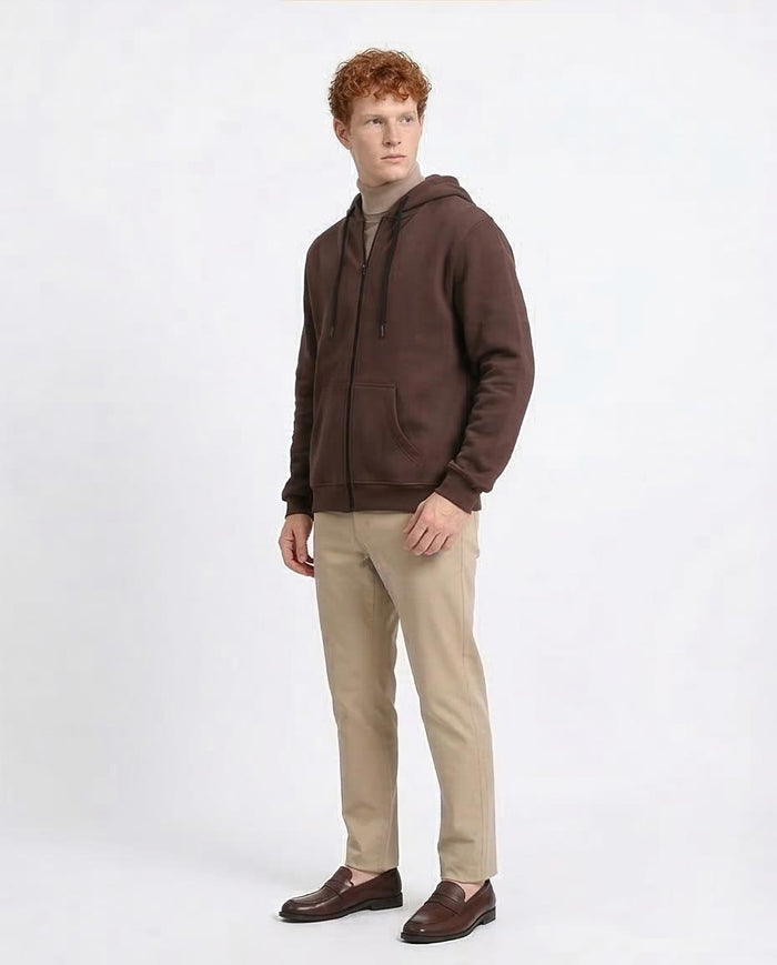 Ravin Men’s Long Sleeve Full-Zip Hooded Sweatshirt with Kangaroo Pockets– Rich Chocolate - R206843