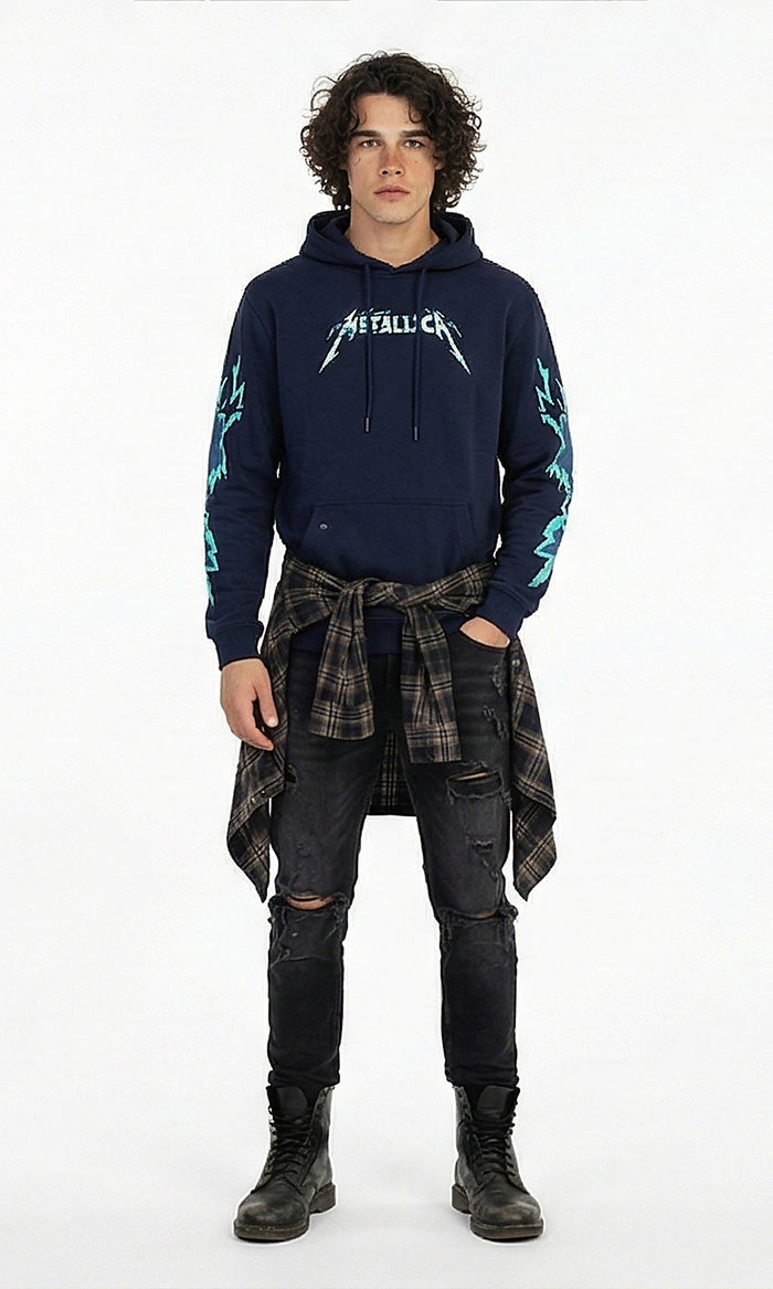 Ravin Men's Metallica Graphic Print Navy Hoodie