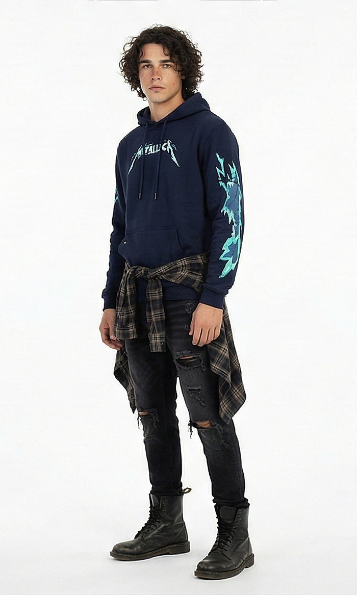 Ravin Men's Metallica Graphic Print Navy Hoodie