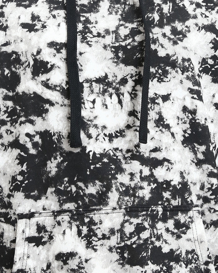Ravin Men's Monochrome Abstract Splatter Knit Hoodie - Black & White - R214519