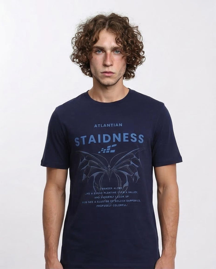 Men's Navy "staidness" Graphic T-Shirt - 100% Premium Cotton