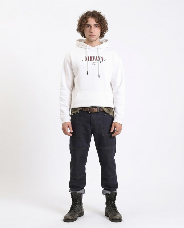 Ravin Men’s Nirvana Graphic Print Oversized Hoodie – Off-White - R212187