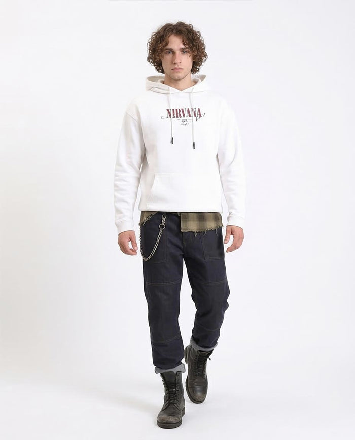 Ravin Men’s Nirvana Graphic Print Oversized Hoodie – Off-White - R212187