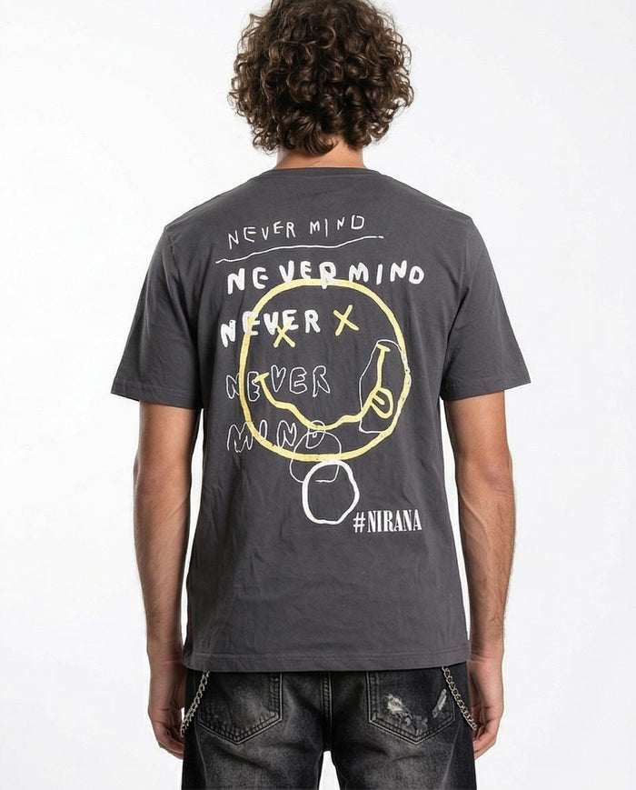 Ravin Men’s Nirvana "Nevermind" Graphic T-Shirt – Vintage Charcoal Grunge Tee - O203108