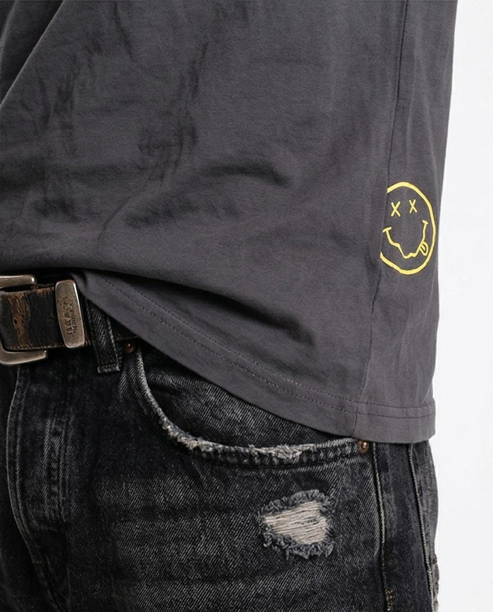 Ravin Men’s Nirvana "Nevermind" Graphic T-Shirt – Vintage Charcoal Grunge Tee - O203108