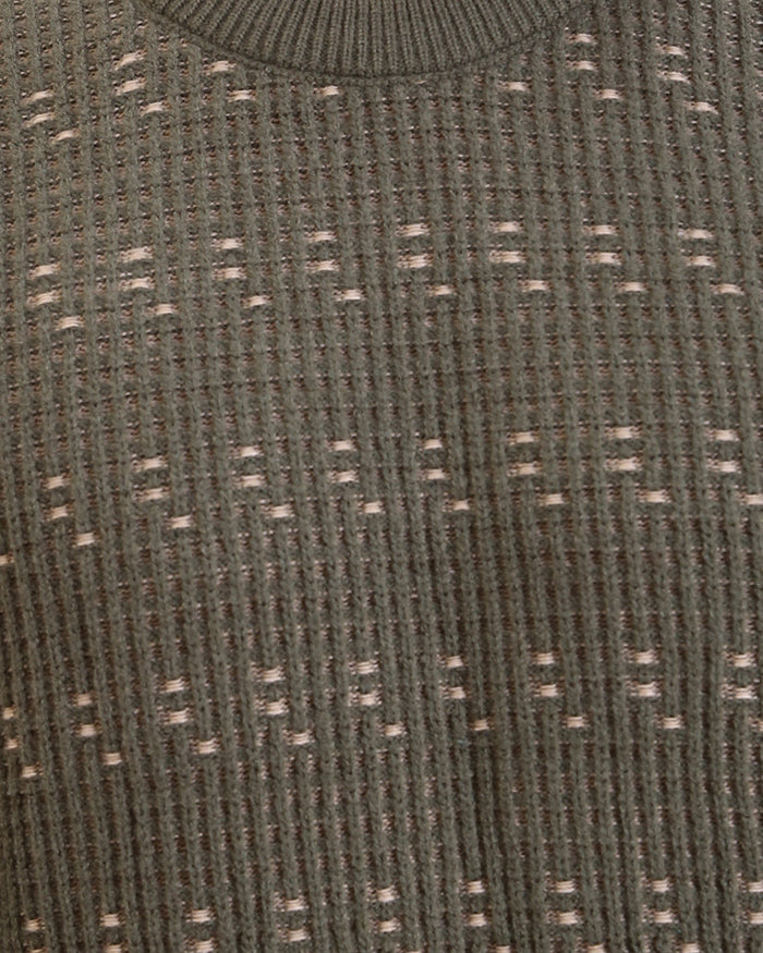 Ravin Men's Olive Textured Ribbed Sweater with Contrast Fleck Detail - R214495