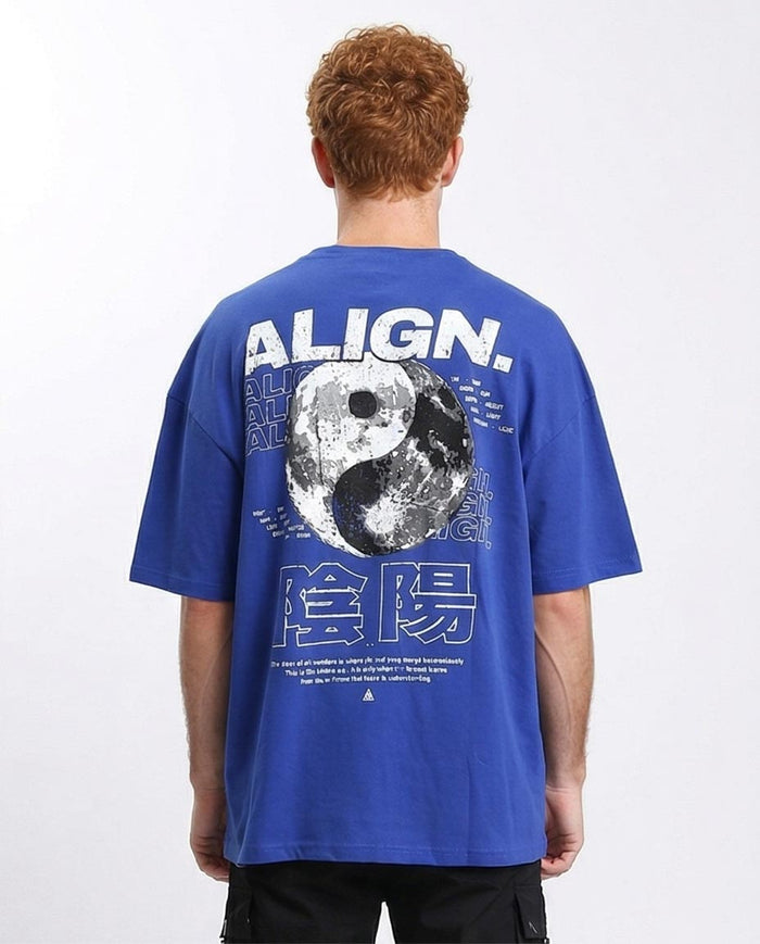 Ravin Mens Oversized 'ALIGN' Graphic T-Shirt - Cobalt Blue - O203142