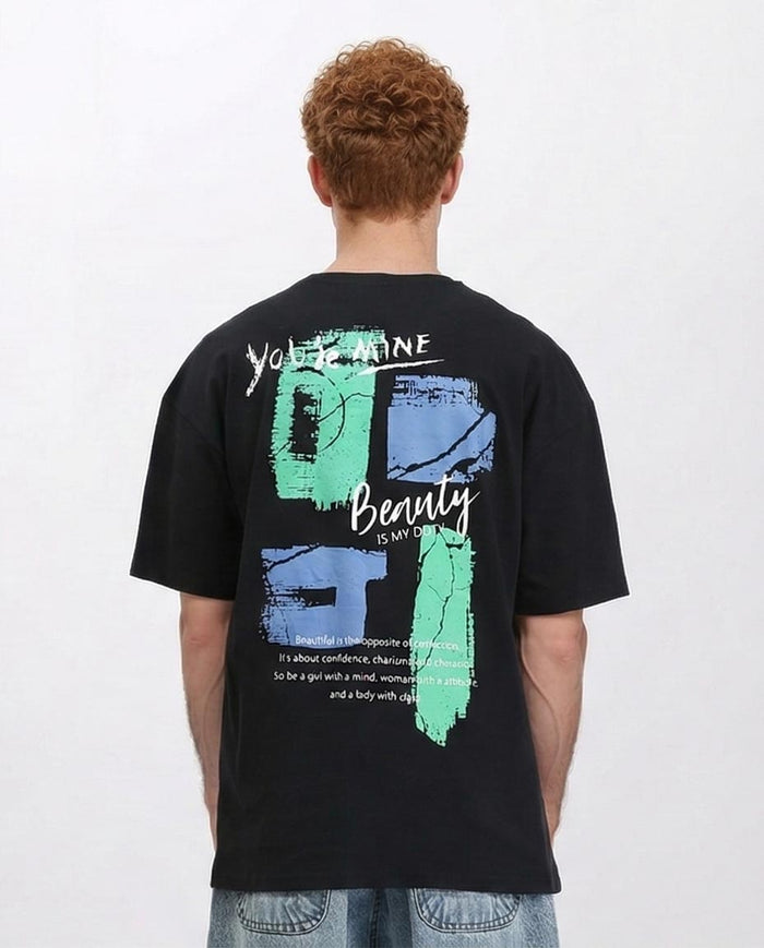 Ravin Men's Oversized "Beauty Is Duty" Graphic T-Shirt - Black - R210529