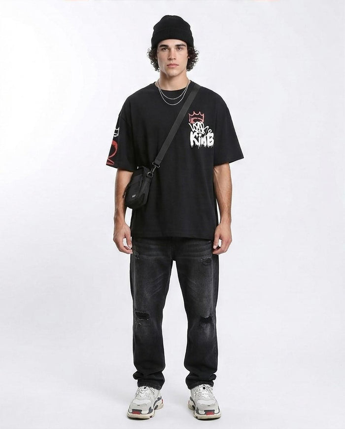 Ravin Men's Oversized Graffiti Graphic T-Shirt - Black - R210536