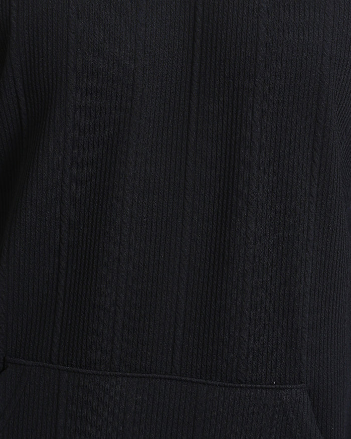 Ravin Men's Oversized Micro-Ribbed Heavyweight Hoodie – Charcoal Black - R215244