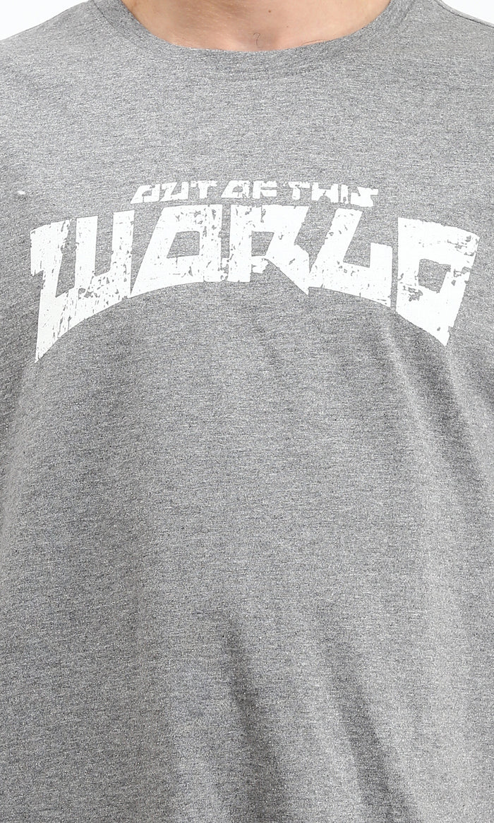 Ravin Men’s Oversized "Out Of This World" Distressed Graphic T-Shirt – Heather Grey - R212291