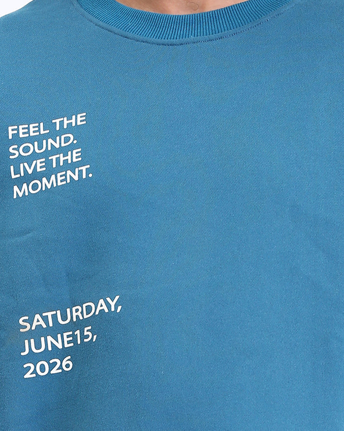 RAVIN Men’s Oversized "Rock Night Festival" Teal Sweatshirt – Urban Street Style -R213124