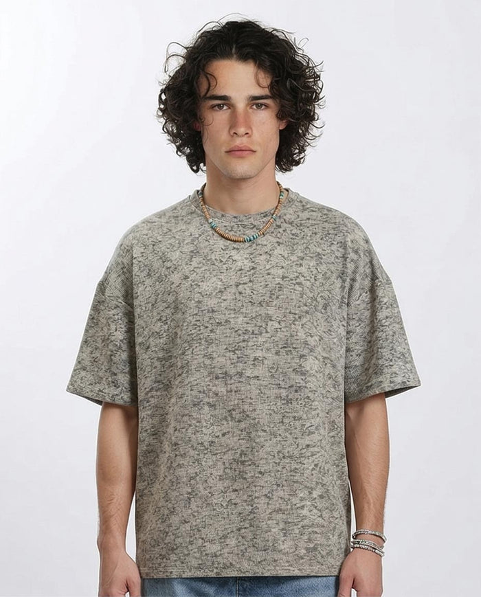 Men's Oversized Textured Knit Tee - Grey Marl