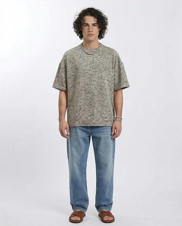 Ravin Men’s Oversized Textured Knit Tee – Grey Marl - R212508