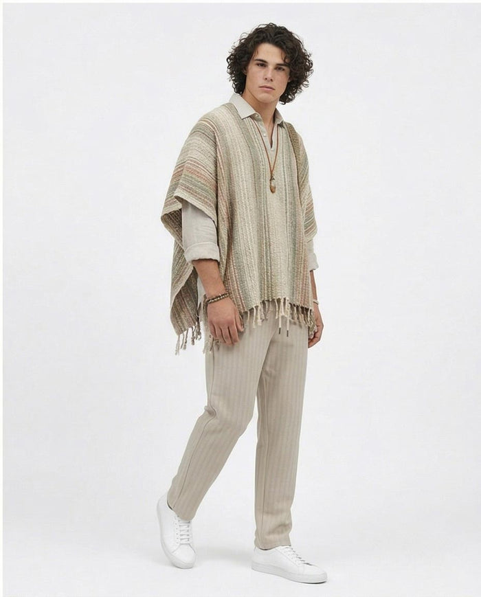 Ravin Men’s Pique Stripe Corduroy Pants - Textured Casual Drawstring Trousers in Beige - R216862