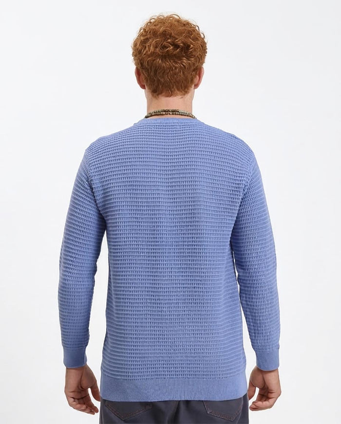 Ravin Men’s Premium Waffle-Knit Cotton Sweater – Periwinkle Blue - R214486