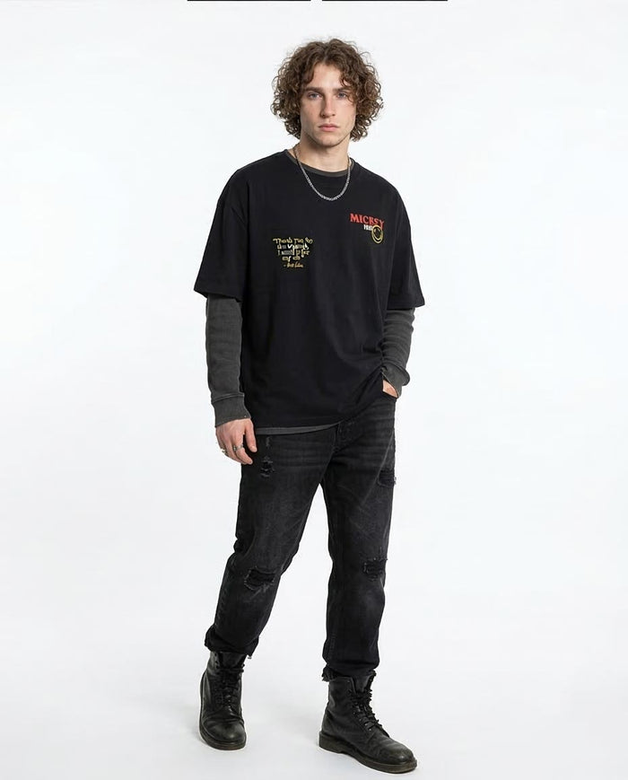 Ravin Men’s R216572 Boxy Oversized Graphic T-Shirt - Black - R216572