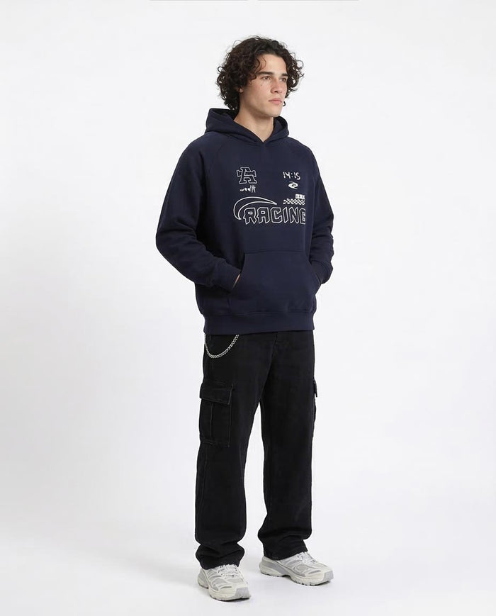 Ravin Men’s Racing Graphic Oversized Fleece Hoodie - Black - R212207