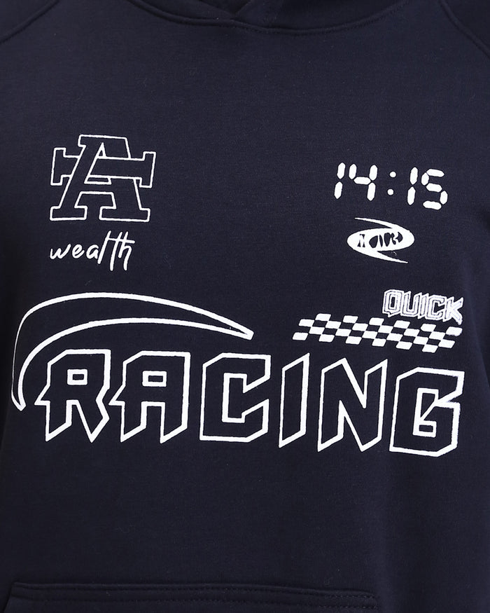 Ravin Men’s Racing Graphic Oversized Fleece Hoodie - Black - R212207