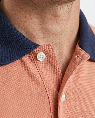 Ravin Men's Raglan Polo Shirt with Contrast Ribbed Collar & Cuffs - Coral/Navy - R212077