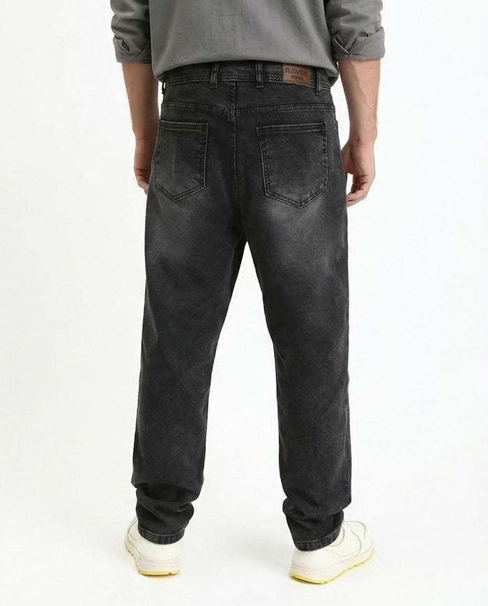 Ravin Men's Relaxed Fit Acid Wash Tapered Jeans - Black - R212706