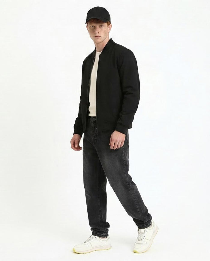Ravin Men's Relaxed Fit Acid Wash Tapered Jeans - Black - R212706