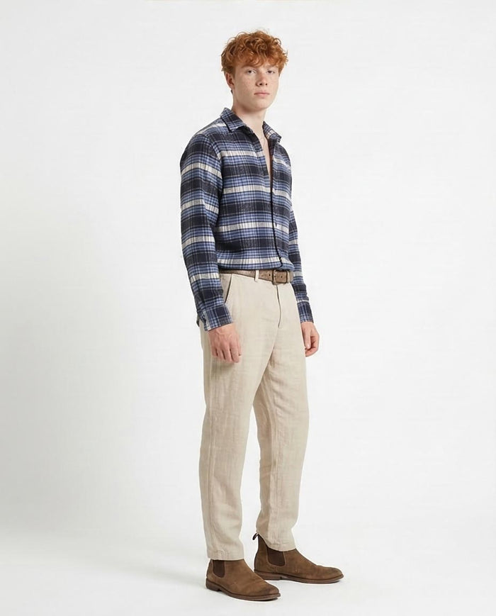 Ravin Men’s Relaxed-Fit Blue Plaid Flannel Shacket - R213203