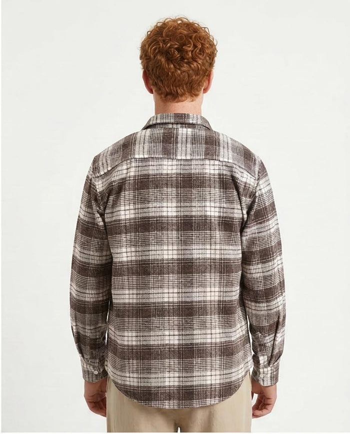 Ravin Men's Relaxed Fit Heavyweight Plaid Flannel Shacket - Chocolate & White - R213200