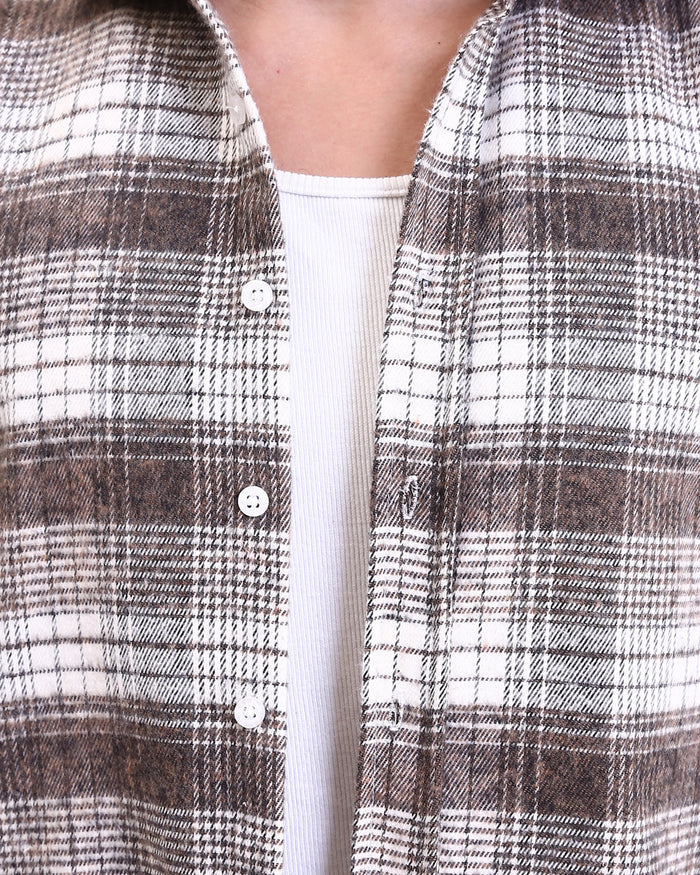 Ravin Men's Relaxed Fit Heavyweight Plaid Flannel Shacket - Chocolate & White - R213200