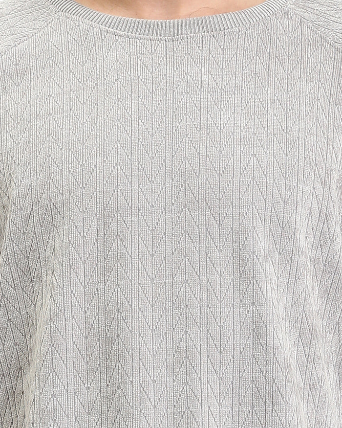 Ravin Men's Relaxed Fit Textured Crewneck Pullover - Grey Knitwear - R210102