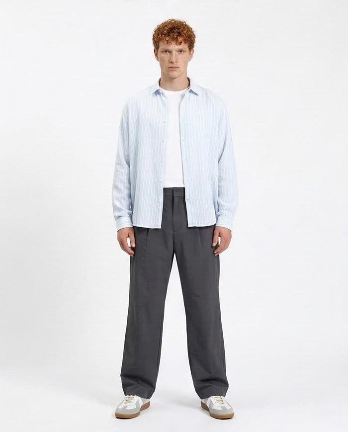 Ravin | Men’s Relaxed Linen-Blend Striped Shirt – Light Blue - R214223