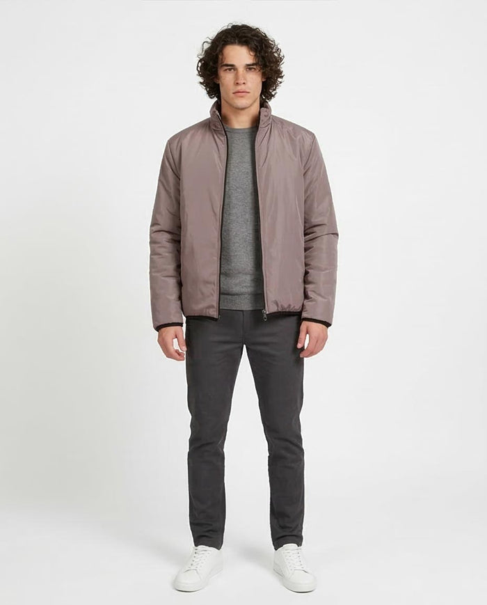 Ravin Men's Reversible Quilted Puffer Jacket - Dark Brown & Taupe - O197508