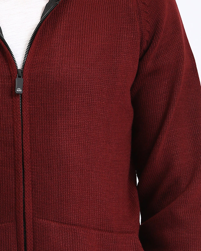 Ravin Men's Ribbed Knit Raglan Zip-Up Hoodie – Burgundy - R211738