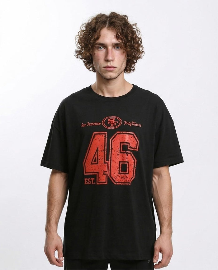 Men's SF 46 Oversized Distressed Graphic T-Shirt - Black