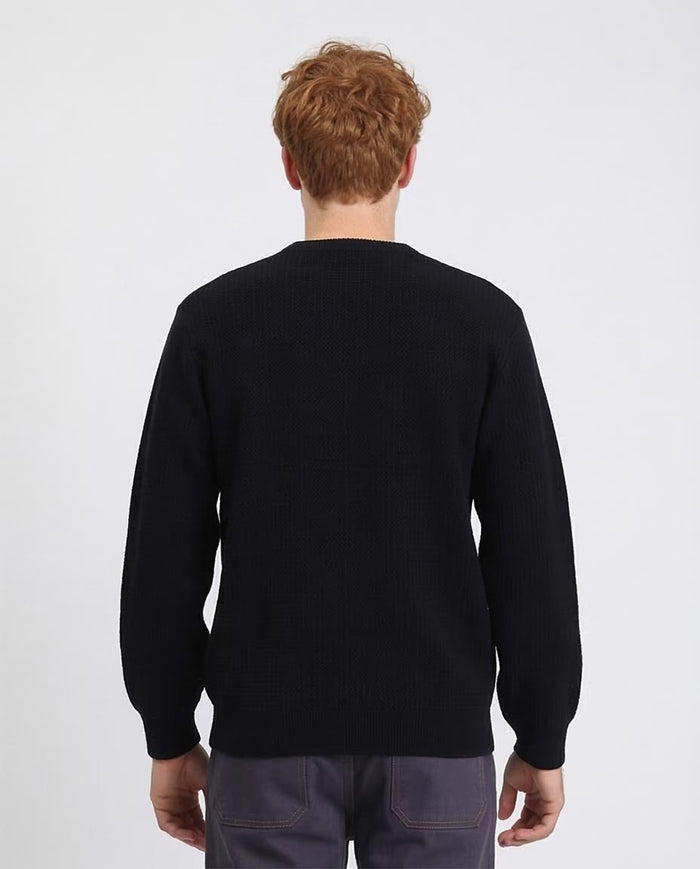 Ravin Men’s Signature Triple-Stripe Textured Knit Sweater - Black - R214477
