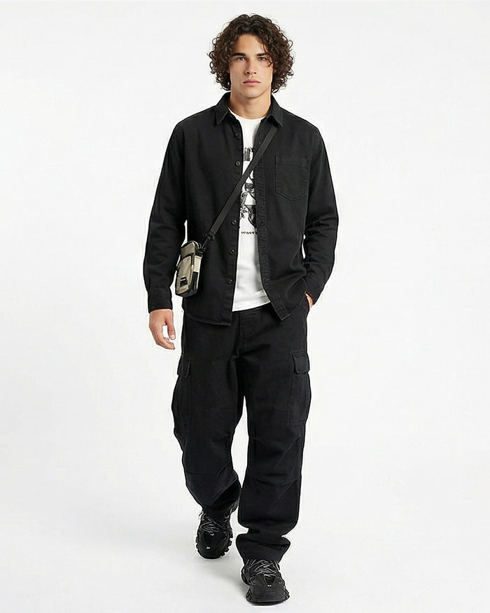 Ravin Men's Solid Black Long Sleeve Shirt